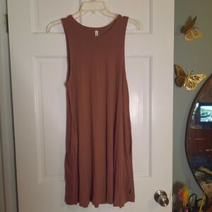 RVCA Sleeveless Rust Colored A-Line Dress With Pockets